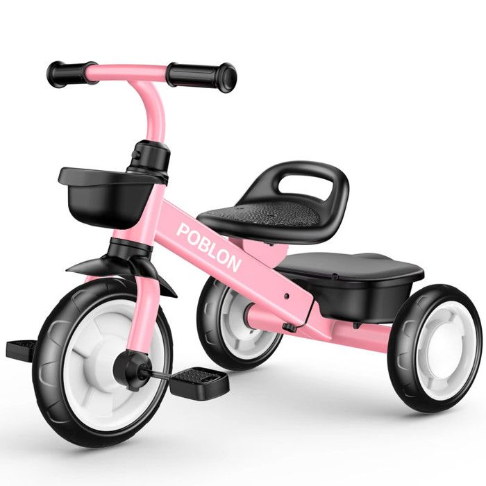 Vélo rose à trois roues pour enfants de 24 à 48 mois, tricycle