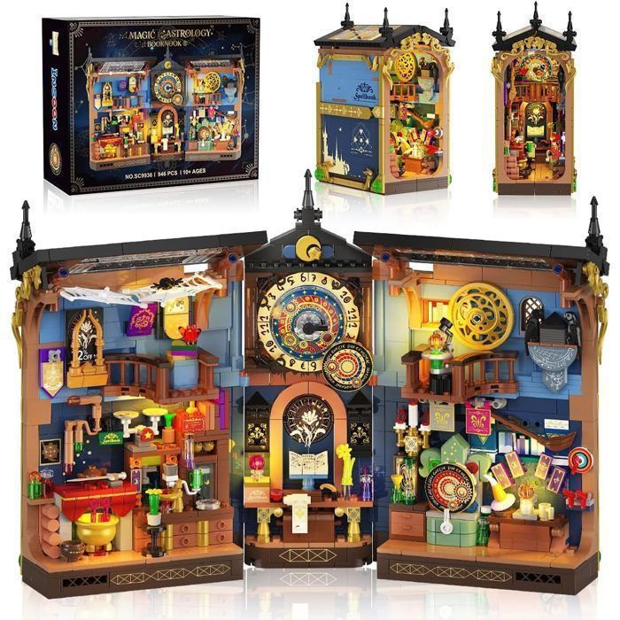 INSOON Book Nook Astrologie Magique avec LED Kit de Construction 946 Pièces Serre-Livres Cadeau Adulte