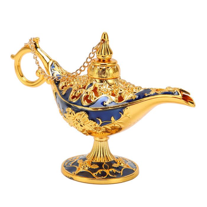 SALALIS Lampe génie Genie Lamp Vintage Decoration Collectable Rare Small Alloy Legend Genie Light Gold Gold loisirs cabochon