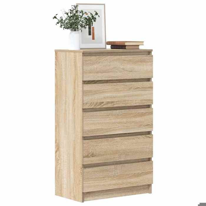 Commode - Chêne Sonoma - 60x36x103 cm - bois ding Commode Chêne sonoma 60x36x103 cm - bois dingénierie 40812