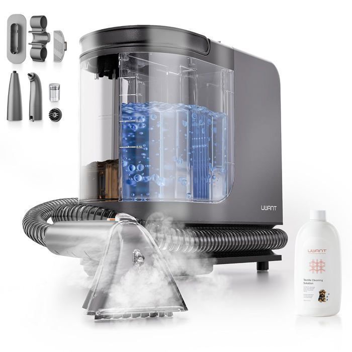 Aspirateur eau et poussière UWANT Y200 avec système vapeur et chauffage,  Nettoyeur vapeur 2 en 1 pour animaux et voitures,canapés