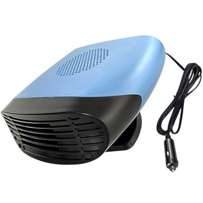 Ventilateur de voiture 12 V 150 W avec chauffage diffuseur et dégivreur intégrés - Ventilateur portable rotatif à 360° pour une