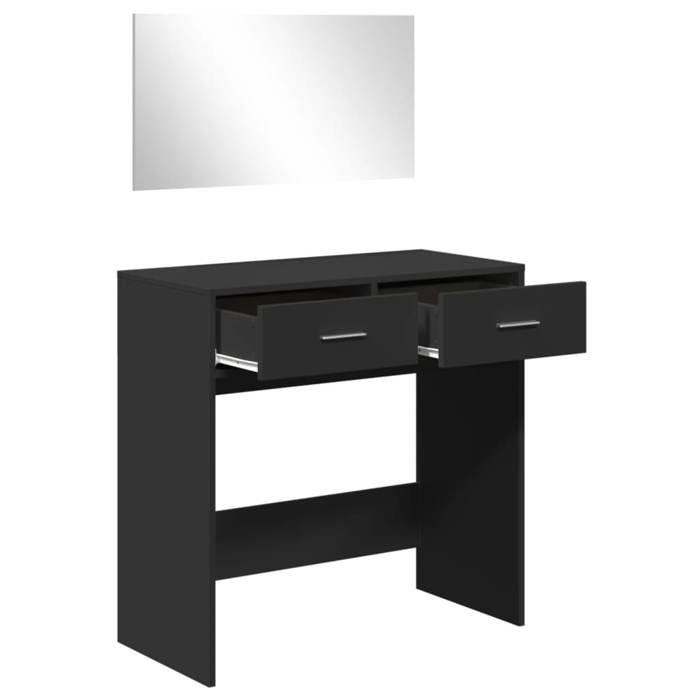 Black Week Coiffeuse pour Femmes - BURKE - avec miroir - noir 80x39x80 cm - CC177