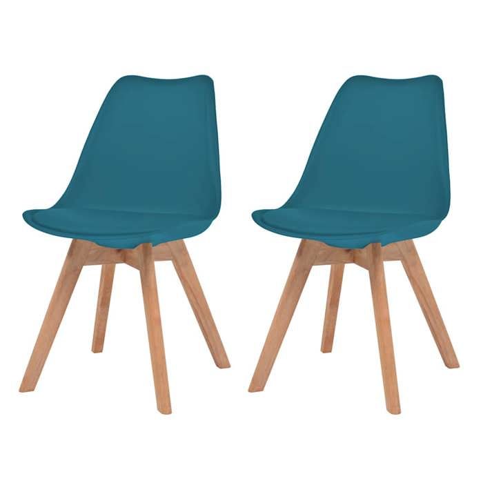 Chaises à manger en plastique - XWO - Lot de 2 - Turquoise - 46x51x82 cm - Bois de hêtre - Similicuir - Capacité 110 kg