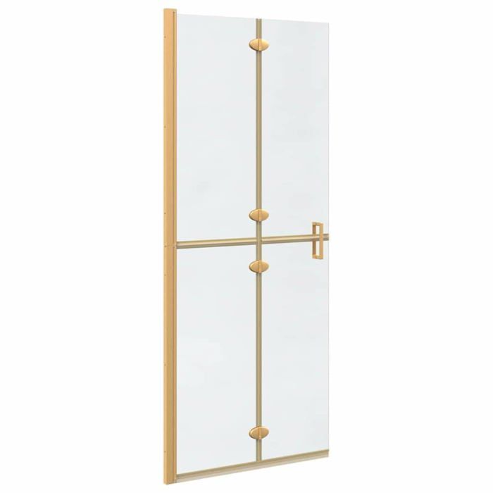 Paroi de douche Walk-In - vidaXL - Doré - Aluminium et verre trempé - 80x6.5x190 cm - Design pliable - Usage intérieur