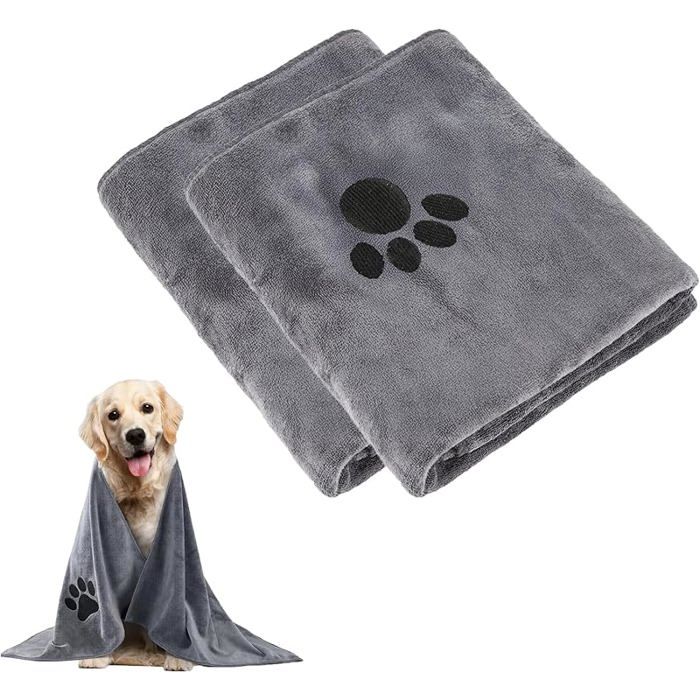 2 Pièces Serviette Chien Séchage Rapide Peignoir Chien Peignoir pour Chien Super Absorbantes 35 * 75 CM Microfibre 35*75 SERVIETTE