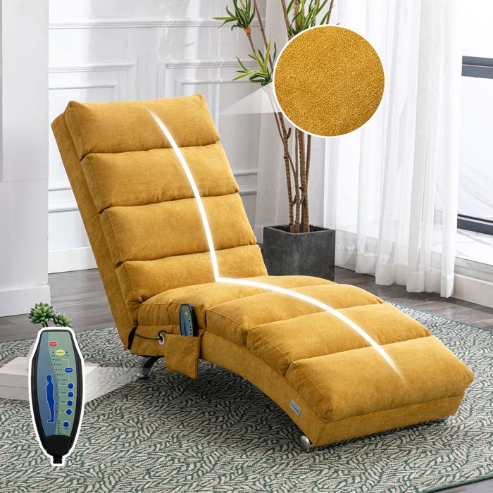Fauteuils Relax pour Maison Massant Électrique avec Télécommande et Revêtement Polyuréthane Détente Ergonomique - Jaune Moutarde