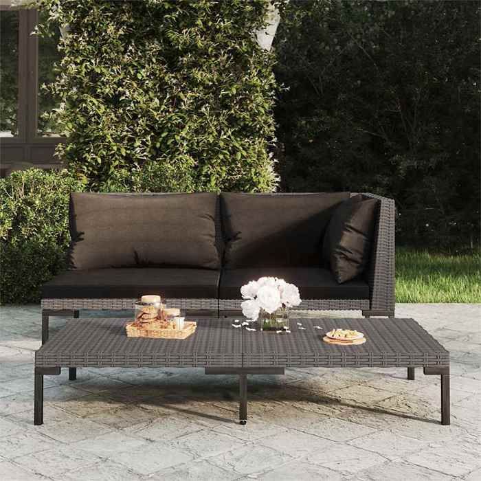VIDAXL Canapé de jardin - Élément pour canapé - avec coussins - Résine tressée demi-rond -e 70x70x61 cm M11586