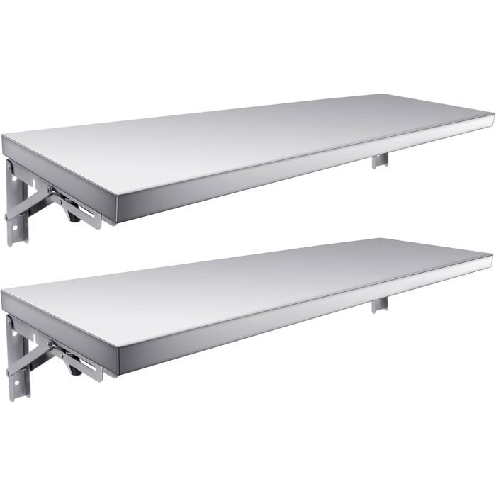 Étagère murale pliable acier inoxydable 40 cm lot de 2 supports charge 50 kg cuisine garage ou buanderie (103 caractères)