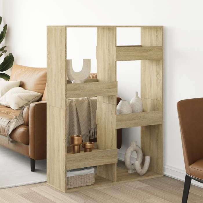 Étagère pour livres -Cloison de séparation - chêne sonoma - 100x33x135cm bois ingénierie - design élégant - pour maison(95147）