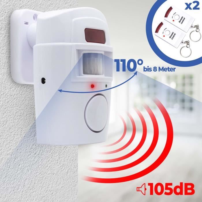 Detecteur De Mouvement Exterieur Avec Alarme Sonore Capteur Système d'alarme Système d'alarme Système de sécurité Détecteur de mouvement Alarme de porte Sirène radio Alarme sonore - Cdiscount Bricolage