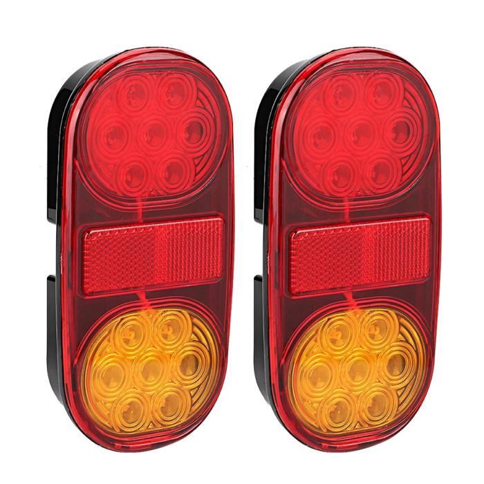 Feu Arrière/réflecteur LED Rond 24 Diodes 12V - 3 Fonctions (feu, Stop, Clignotant) Pour Voiture/camion