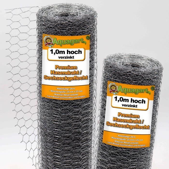 Grillage à maille hexagonale - AQUAGART - 80m x 100cm - Acier galvanisé Grillage à maille hexagonale - AQUAGART - 80m x 100cm - Acier galvanisé
