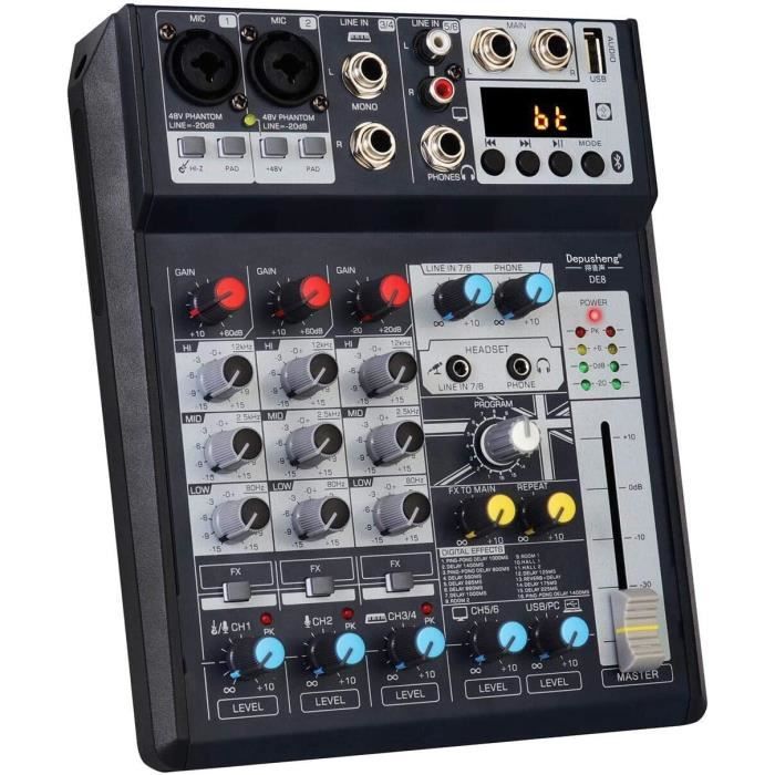Table De Mixage Audio DJ 48V Power Reverb USB Numérique Pour Carte Son
