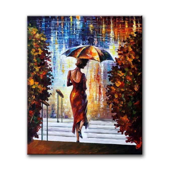 Toile Peinte à la Main Moderne Femme sous la Pluie Tableau Peinture à  l'huile Art Mur,Multicolore,50x60cm - Achat / Vente tableau - toile -  Cdiscount
