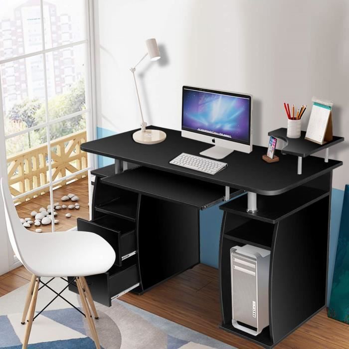 Bureau Informatique Multimedia Meuble De Bureau Pour Ordinateur Avec Tablette Imprimante Tablette A Clavier 2 Tiroirs Noir Achat Vente Meuble Informatique Bureau Informatique Soldes Sur Cdiscount Des Le 20 Janvier Cdiscount