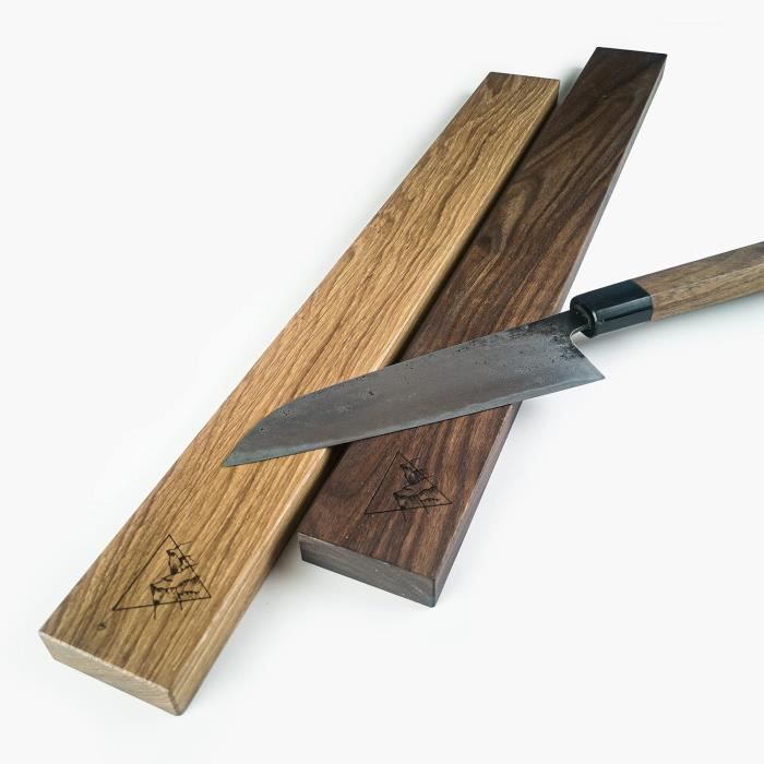 Porte-couteaux magnétique en bois - chêne / noyer 