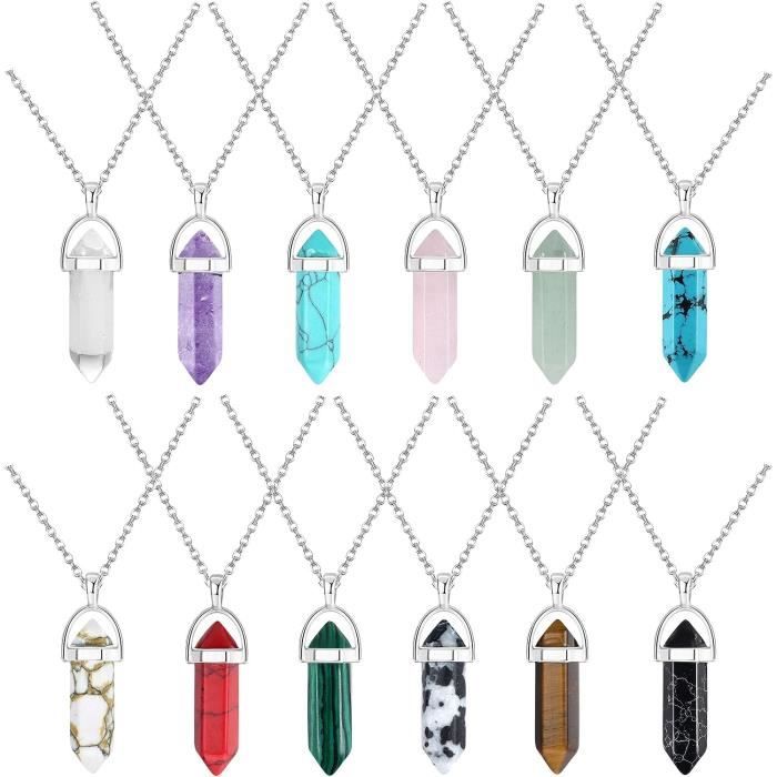 Collier Cœur Magnétique En Acier Inoxydable Avec Pendentif Pierre Hexagonale - Puzzle D'Amour Personnalisable