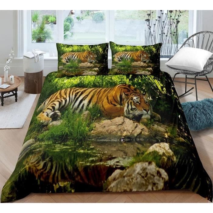 Housse De Couette Africaine 240x260 Cm + 2 Taies - Motif 3D Tribus Réversible En Microfibre