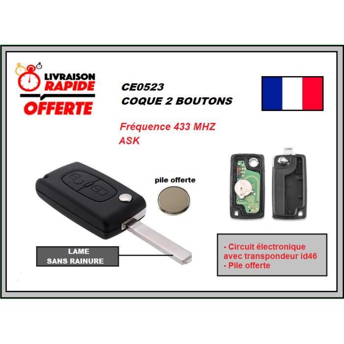 clé vierge REF 0523 avec électronique pour PEUGEOT 407 ET CITROEN C4,C5