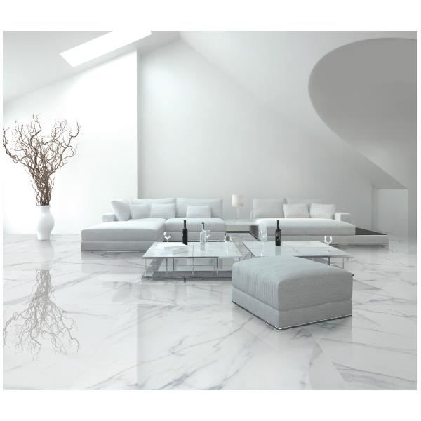 Carrelage Imitation Marbre Blanc 60x120 Cm Varenna Revetement