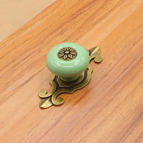 Boutons De Porte En Céramique Et Zinc - Floral Antique - Pour Placard
