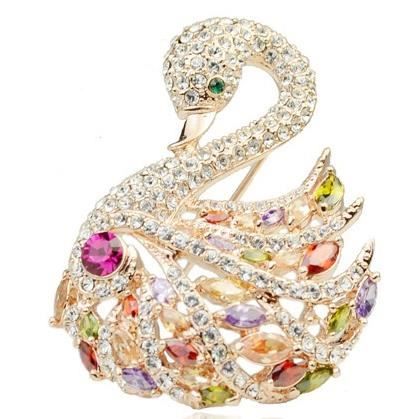 Broche élégante En Forme De Cygne En Cristal Pour Femme - Broche De