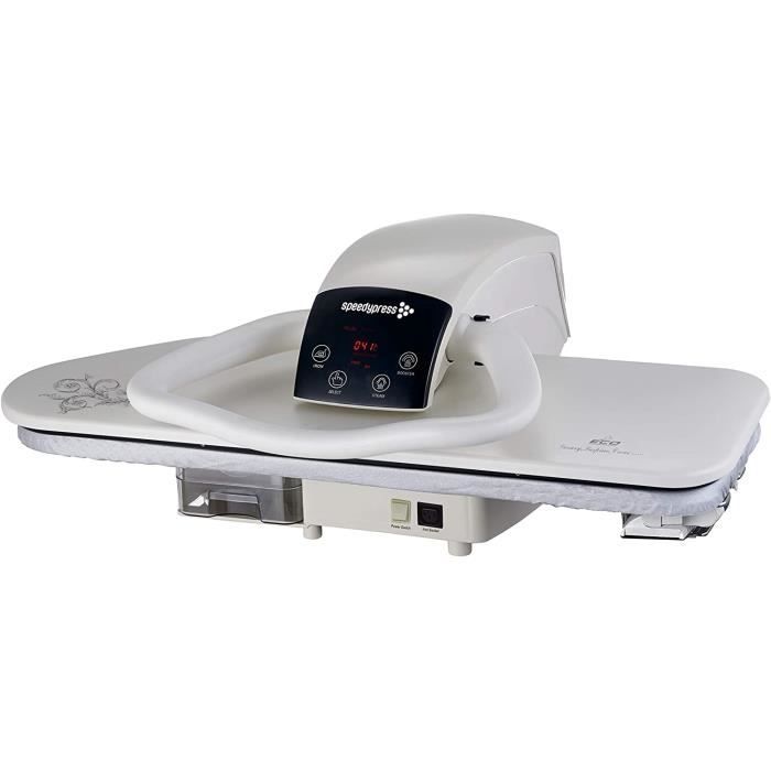 Presse à repasser à vapeur robuste 80HD-W Blanche 2600watt 81cm de Speedypress (accessoire de fer, filtre et couvercle)