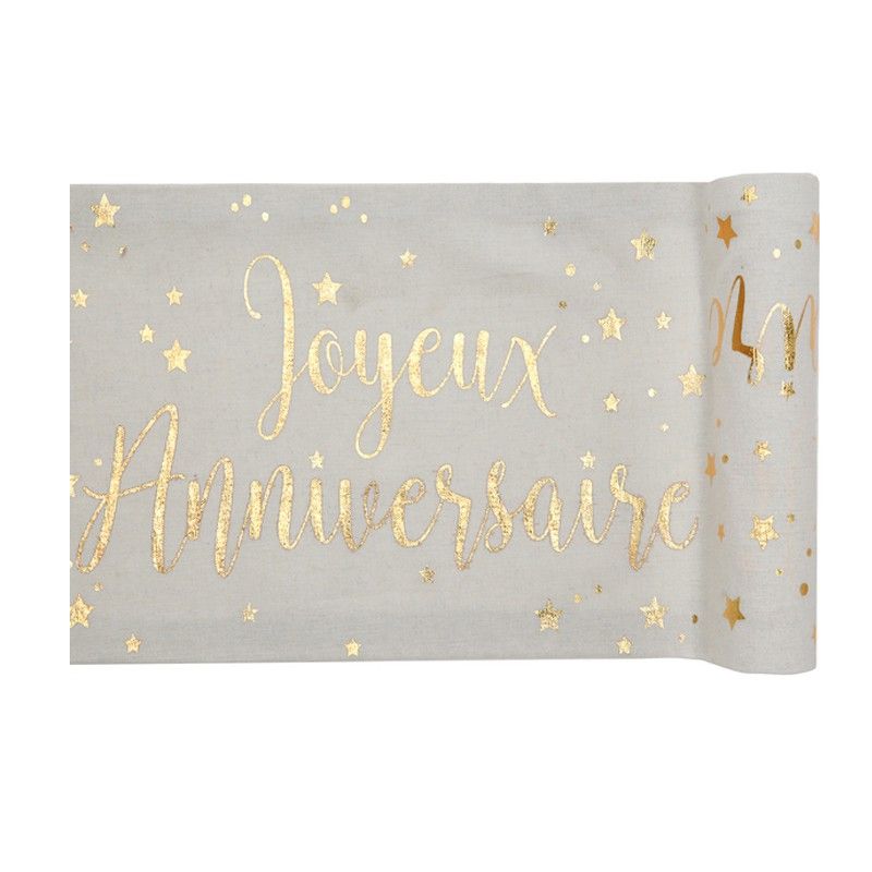 Chemin De Table Joyeux Anniversaire Blanc Or Cdiscount Maison Chemin De Table Joyeux Anniversaire Blanc Or Cdiscount Maison