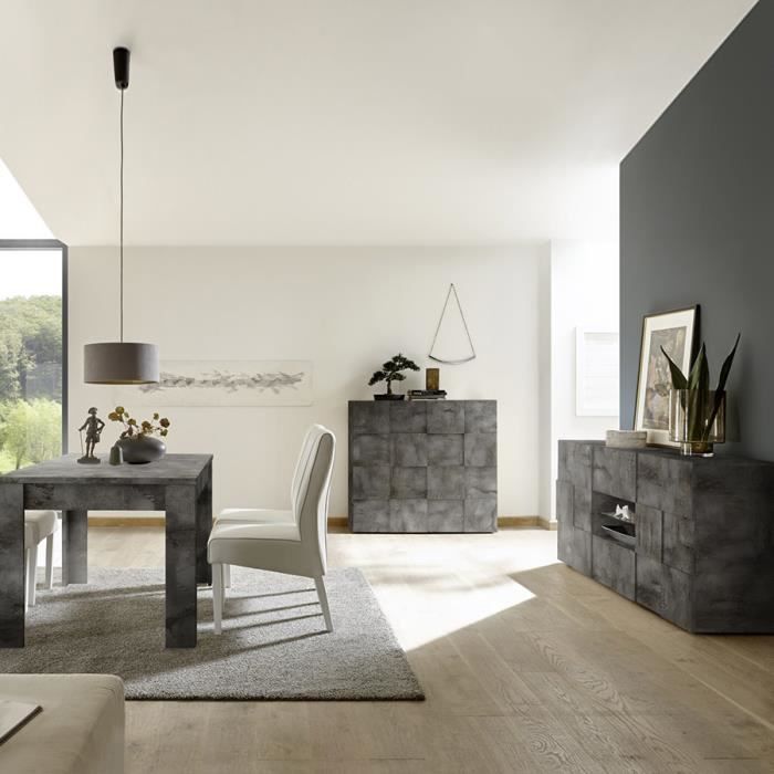 Salle a manger gris anthracite design ARTIC 5 L 185 x P 90 x H 79 cm