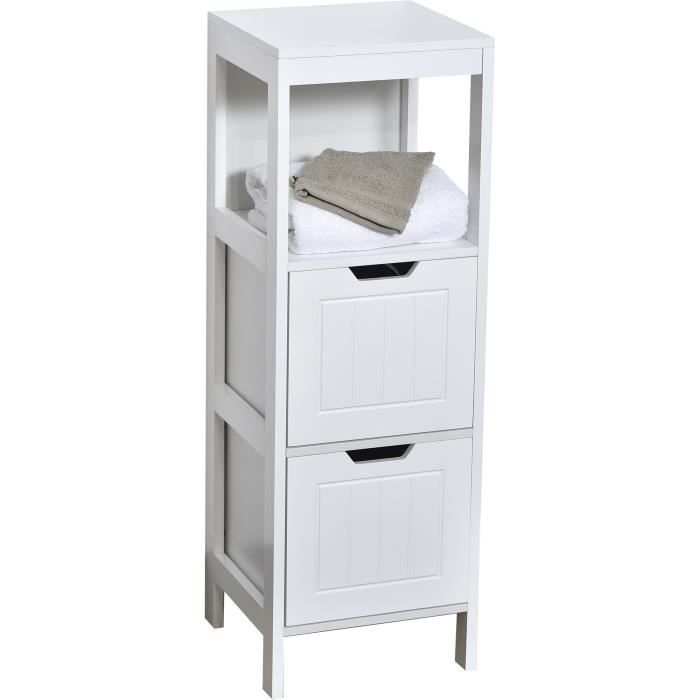 Colonne Meuble bas de salle de bain - 2 Tiroirs + 1 Niche ...