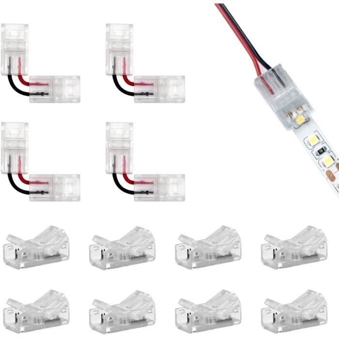 Lot de 10 Connecteurs Ruban LED 2 Broches de 8mm : Raccords