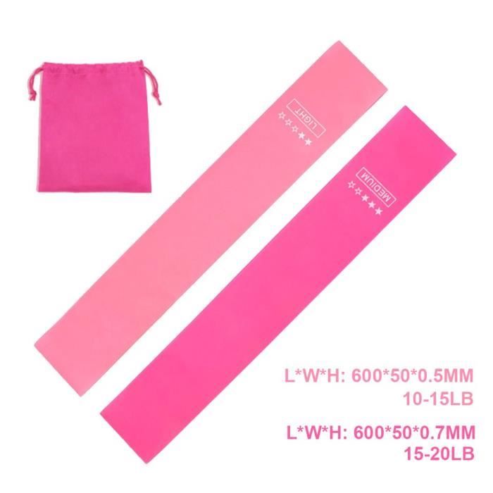 2 Bandes élastiques De Résistance Fitness - 8 Boucles, Longueur 84 Cm, Rose Et Violet, Pour Pilates, Yoga, Rééducation - 1