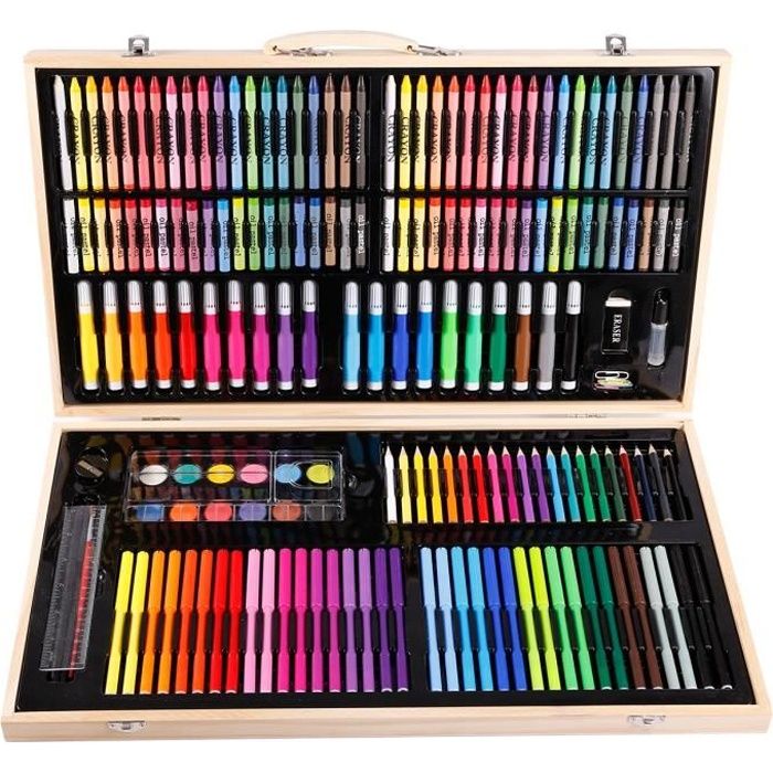 Boite 180pcs accessoire Peinture Dessin Stylo Crayon Pastel Marqueur  Pinceau Feutre Cadeau Fête Noel - Cdiscount Beaux-Arts et Loisirs créatifs
