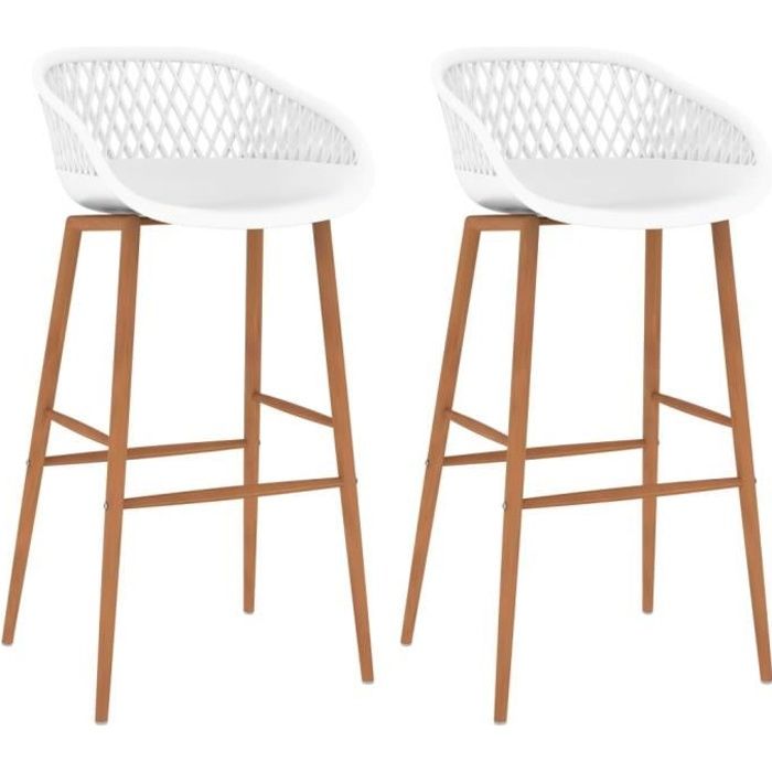 lot de 2 tabourets de bar style scandinave - chaises de bar - fauteuil de bar blanc