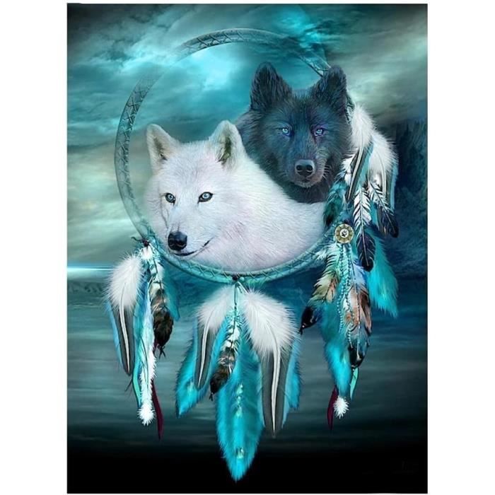 Kit Peinture Diamant 5D Loup Indien – 30x80 Cm – Strass Rond & Toile Adhésive – Déco Maison DIY - 2