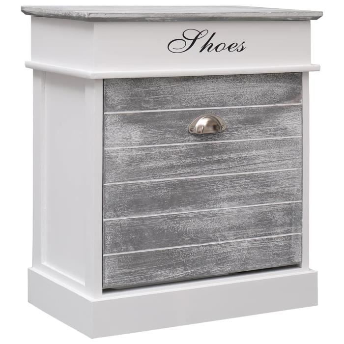 vidaXL Armoire à chaussures Gris 50 x 28 x 58 cm Bois de Paulownia