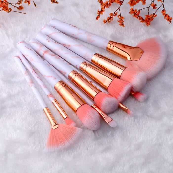 Kit De 10 Pinceaux De Maquillage Professionnels - Set Complet Pour Visage Et Yeux