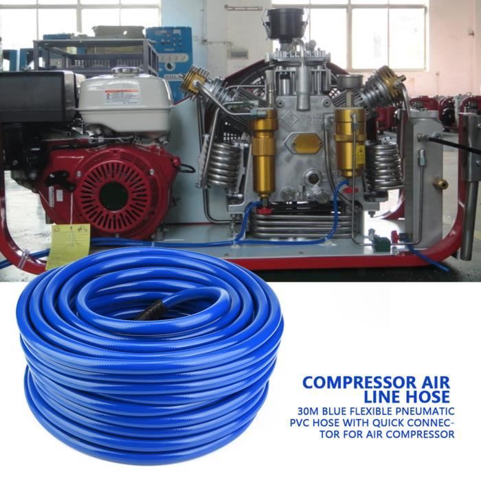 Tuyau Air Comprimé 15m Caoutchouc Renforcé 300 PSI - Kit 5 Raccords Rapides 1/4" Pour Compresseur