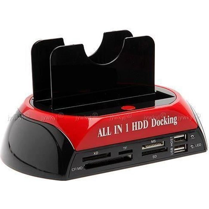TAOHOU HDD Docking Station Dual USB 2.0 Disque Dur Externe IDE SATA 2.5/3.5 Pouces Noir et Rouge 