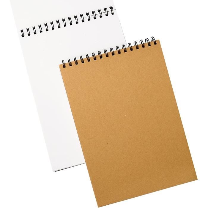 idéal pour les enfants et les adultes Blanc naturel Artecho Lot de 2 cahiers de croquis 22 x 30 cm avec reliure à spirale papier à dessin durable sans acide 