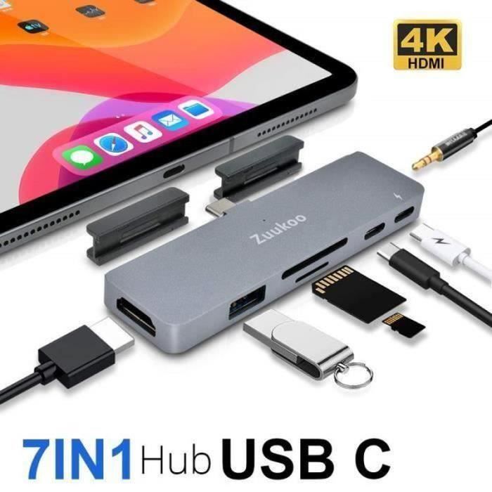 Hub USB-C 7-en-1 Pour IPad Pro / Air / Mini - Ports HDMI, USB 3.0, SD, Charge Rapide