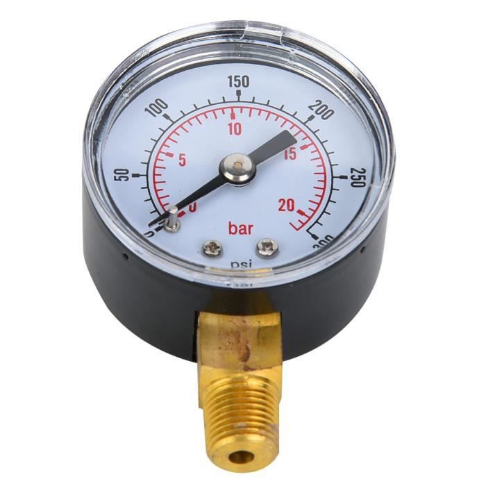 Manomètre Mécanique 0-160 PSI / 0-11 Bar – Raccord 1/8 BSPT Arrière – Cadran Transparent – Acier Inoxydable – Lecture Facile