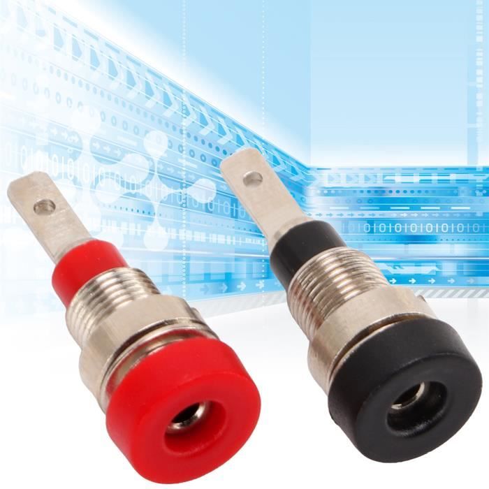 Fiche Banane Femelle Connecteurs Banane Femelle 4mm - Lot De 10 - Double Femelle - Laiton Nickelé - Pour Haut-Parleurs Câblage Sans Soudure