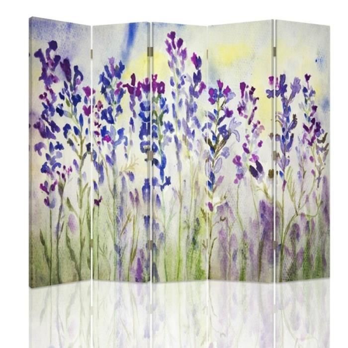 Paravent intérieur déco Impression 5 pans Fleurs Rose 180x150 cm