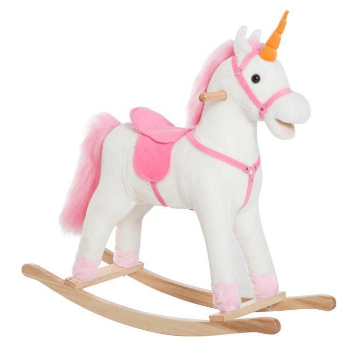 Cheval bascule licorne bascule blanc rose Cdiscount Jeux