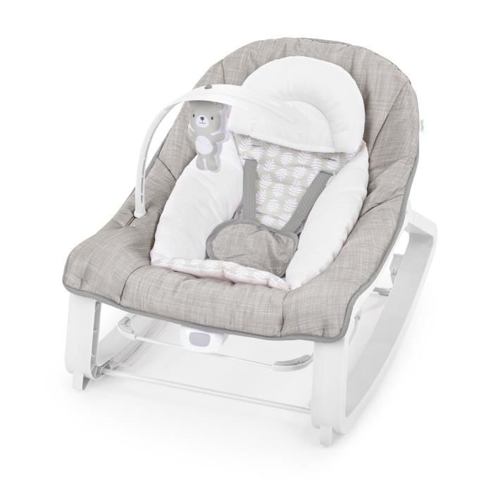 INGENUITY Transat bébé bascule évolutif 3-en-1 Keep Cozy -Linden- 3 Positions: arche avec jouets peluches amovible jusquà 18 kg