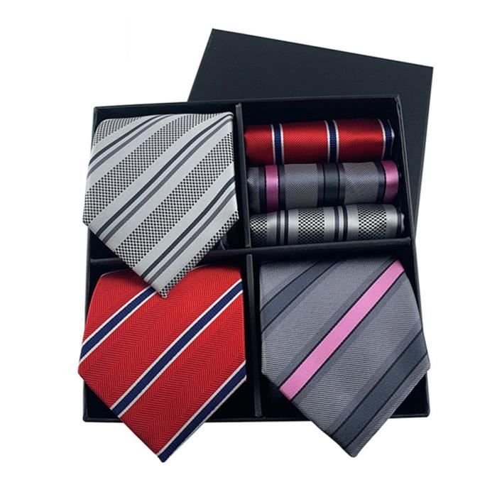 Coffret Cadeau Homme 4 Pièces : Cravate, Mouchoir, Boutons De Manchette Bleu - Neuf Vesuvio