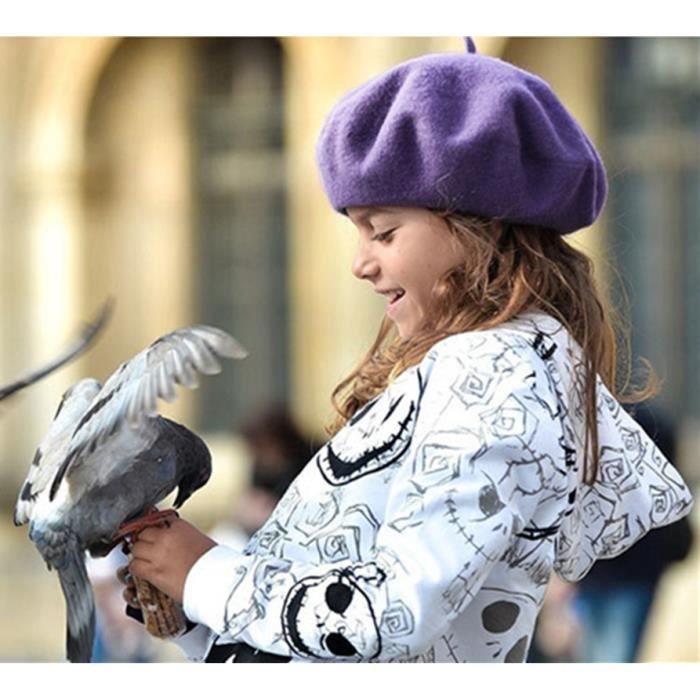 Béret Enfant Bébé Bonnet Chapeau en Laine Hiver Automne pour Fille