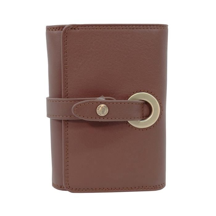 Porte Monnaie Femme KATANA En Cuir Violet - Portefeuille Compact Avec Zip Et Porte-Cartes